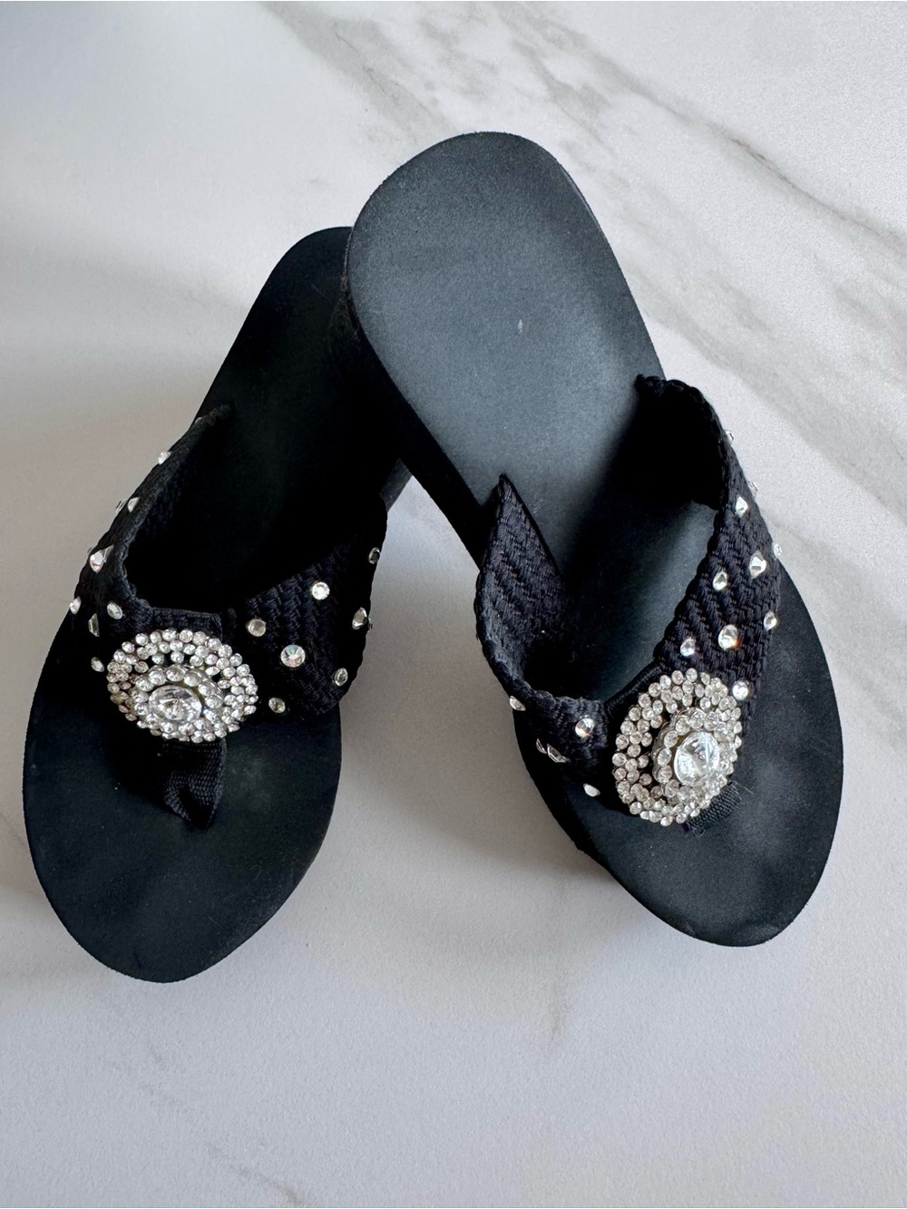 Crystal platform flip flops